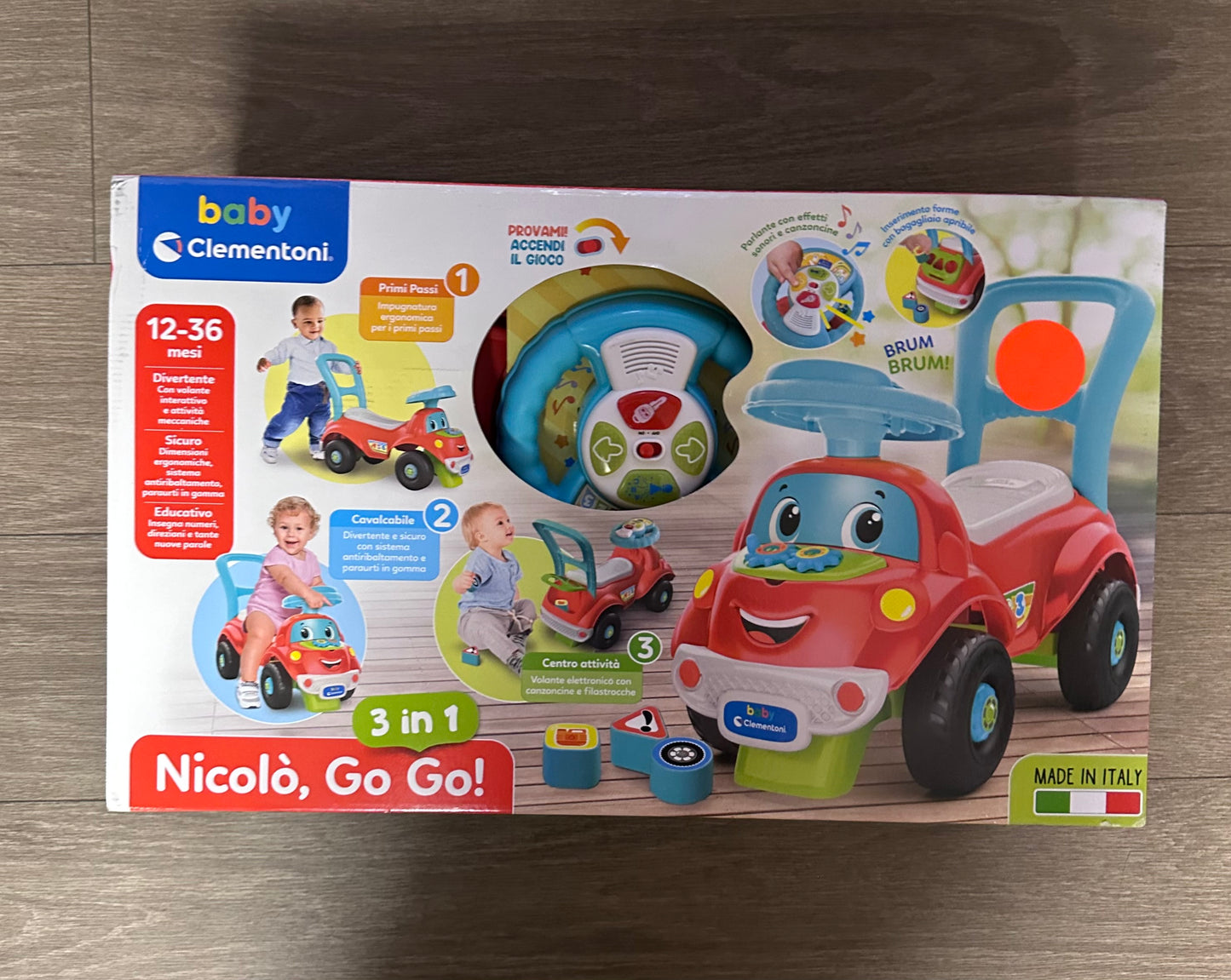 Clementoni - 17747 erste Schritte Rutschfahrzeug Nicolò Go Go 3 in 1 B-Ware