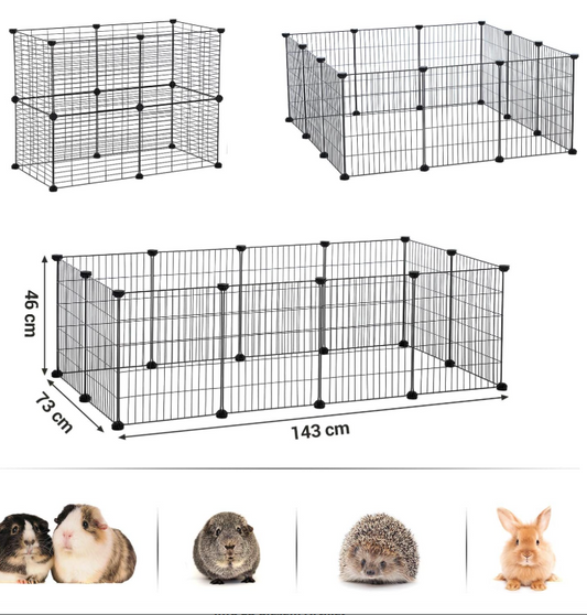 SONGMICS Freilauf, DIY-Kleintiergehege 143 x 73 x 46 cm, schwarz LPI01H B-Ware